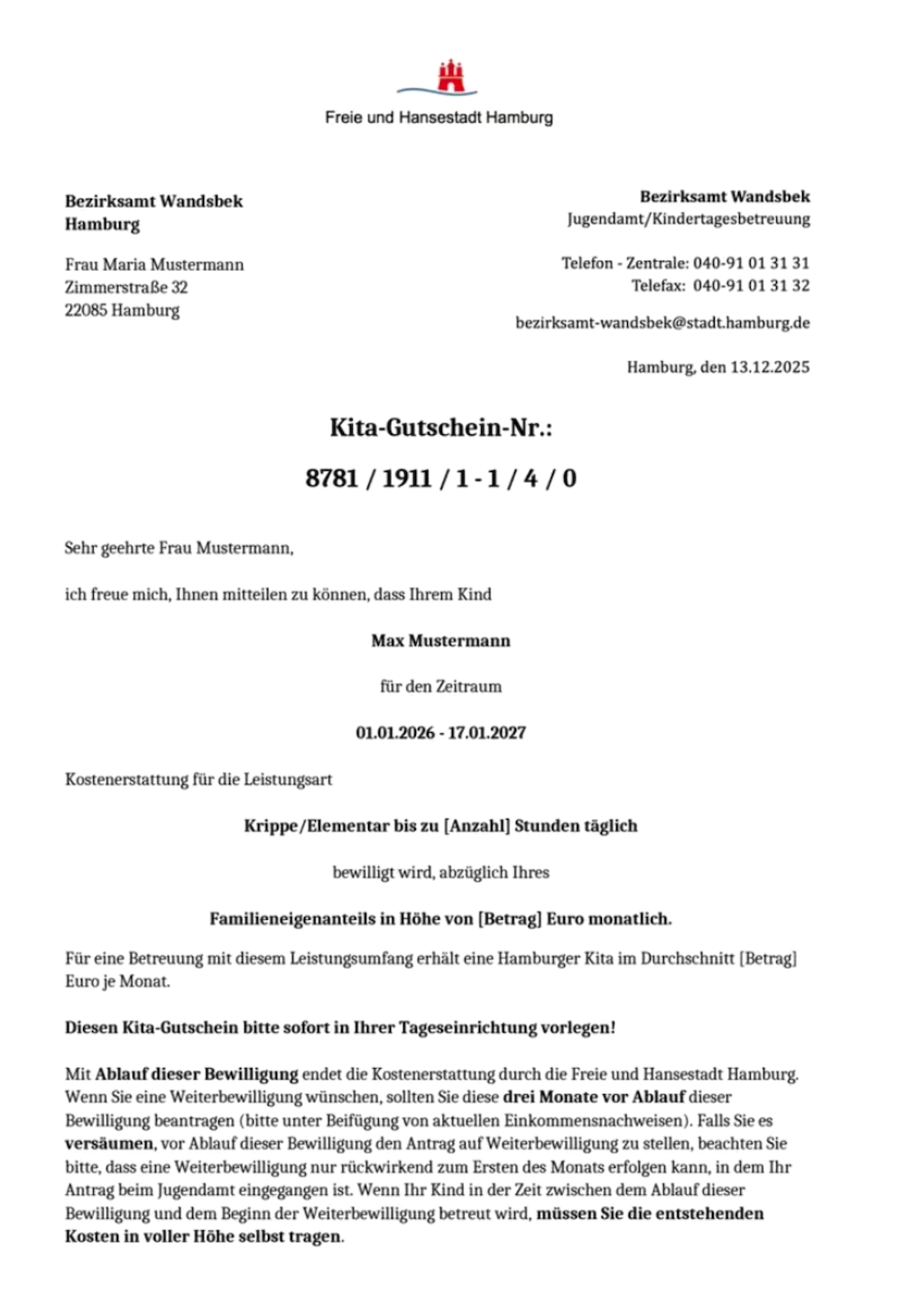 Kita Innenraum in Hamburg Kita_gutschein_beispiel